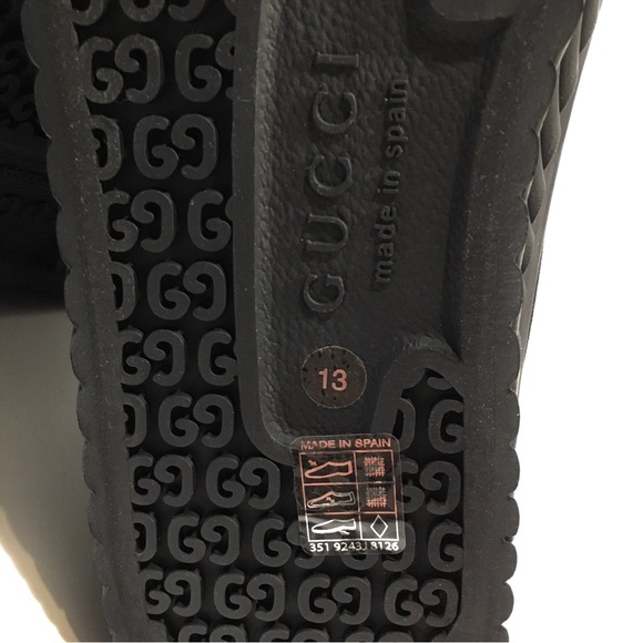 GUCCI INTERLOCKING G HIGH TOP SNEAKERS -BLACK CANVAS -MEN’S US 13.5 -NEW - Picture 9 of 10